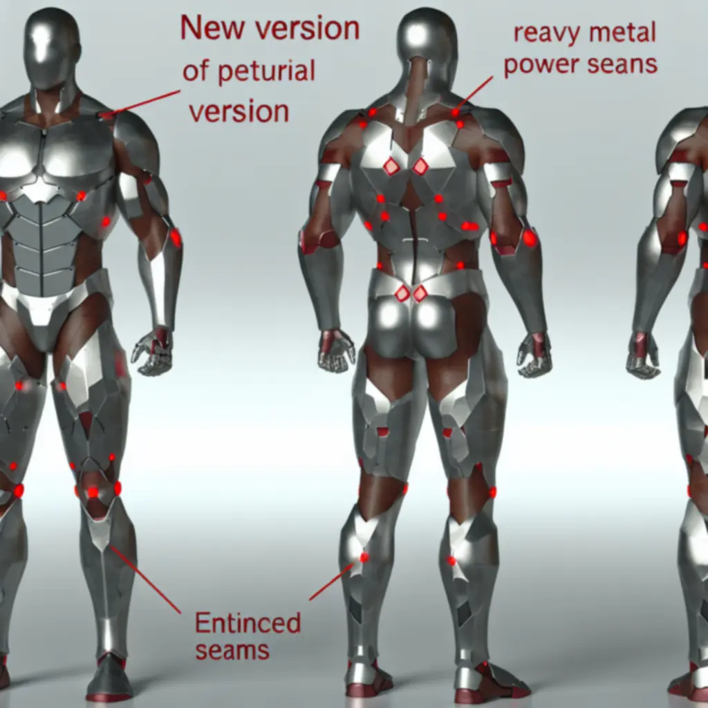 Pancerny projekt Slayera v3 — stalowe płyty i akcenty w kolorze czerwonym
