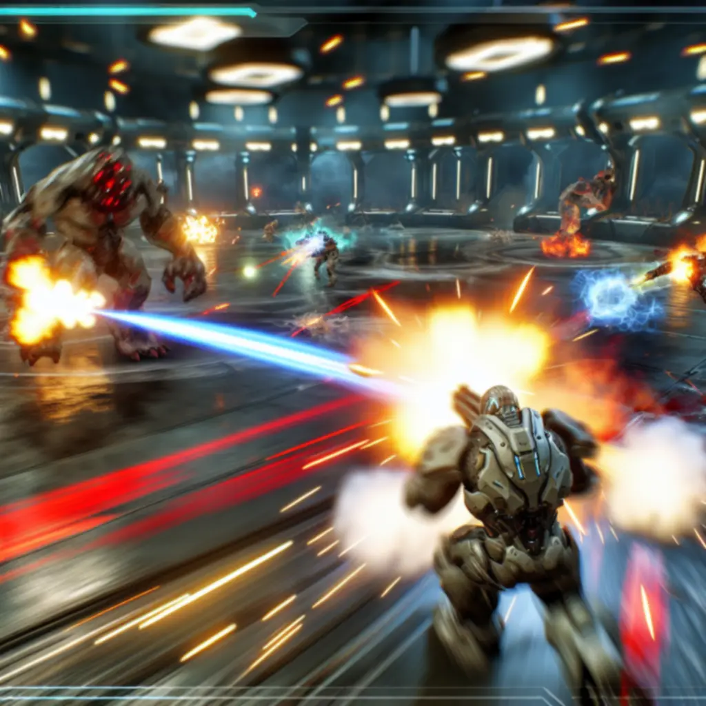 Zrzut ekranu z trybu Onslaught z falami demonów i efektami cząsteczkowymi